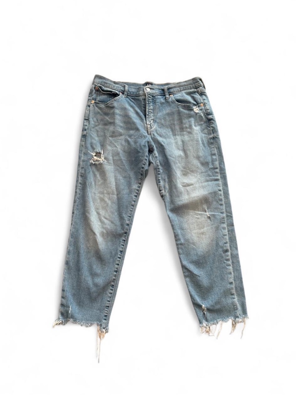 GAP Light Blue Distressed Girlfriend Jeans Size 12